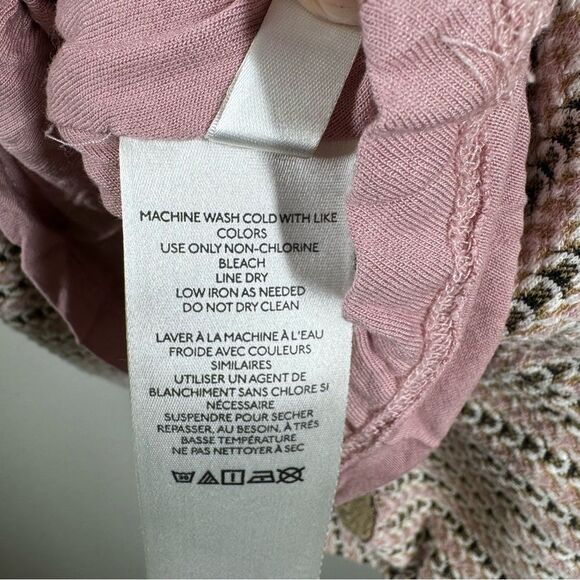 Anthropologie Maeve Jacquard Mini Fit & Flare Dress Lace Up Back Light Pink XS - Picture 10 of 11
